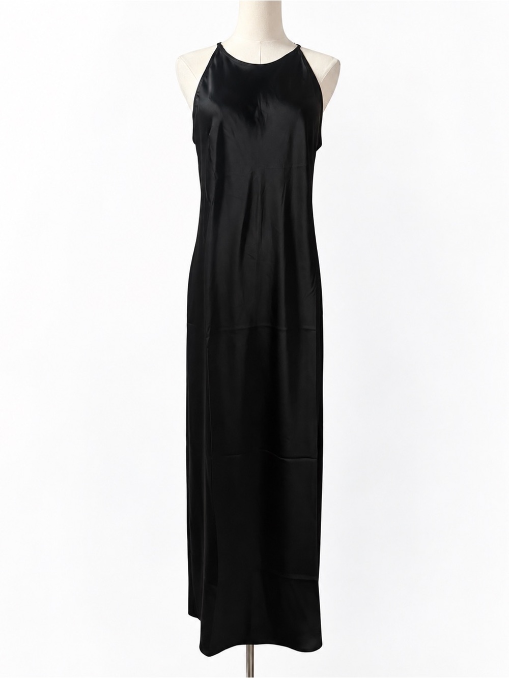 a new day Black Satin Halter Maxi Dress